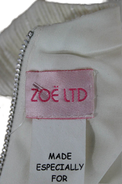 Zoe LTD Womens Ivory Sheath Dress Short Sleeve Above Knee Zip Size S