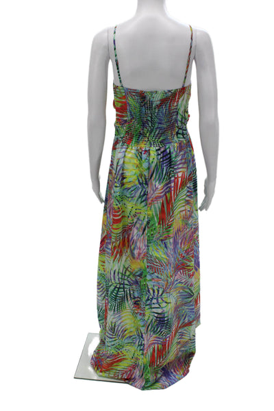 Parker Womens Maxi Dress Multicolor Floral V-Neck Sleeveless Midi Zip Size L