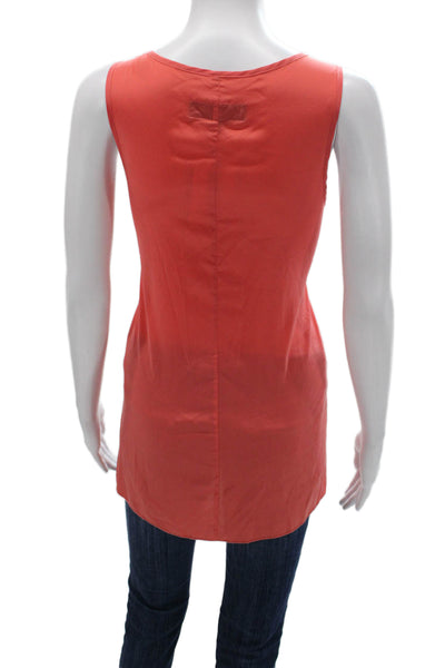 Rag & Bone Womens Orange Sleeveless Scoop Neck Basic Tank Silk Blend Size M