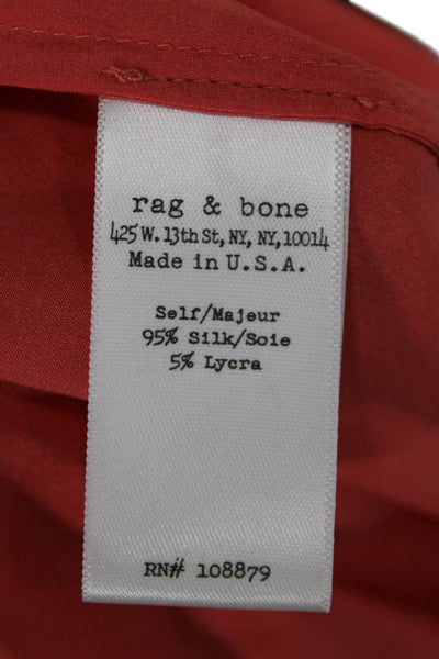 Rag & Bone Womens Orange Sleeveless Scoop Neck Basic Tank Silk Blend Size M