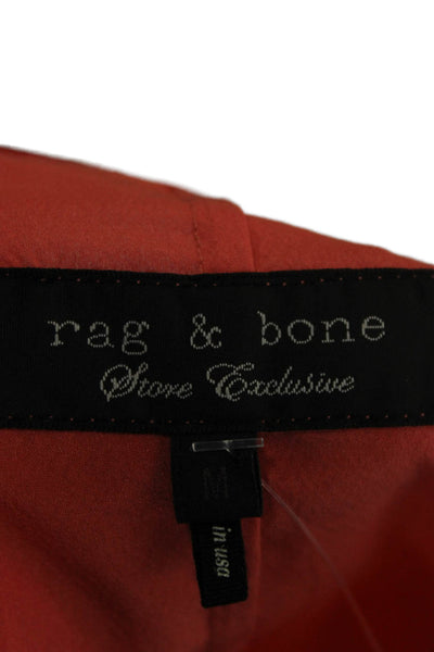 Rag & Bone Womens Orange Sleeveless Scoop Neck Basic Tank Silk Blend Size M