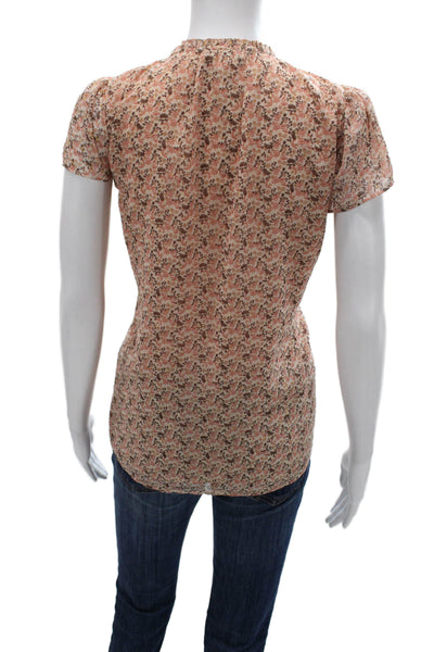 Cupcakes And Cashmere Women Multicolor Floral Tie Neck Blouse Size M