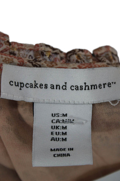 Cupcakes And Cashmere Women Multicolor Floral Tie Neck Blouse Size M