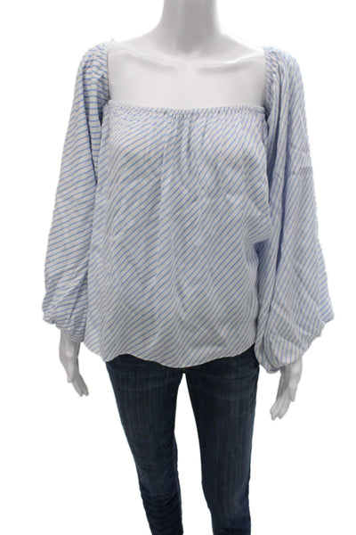 MLM Label Womens Off Shoulder Striped Viscose Long Sleeve Blouse Size M