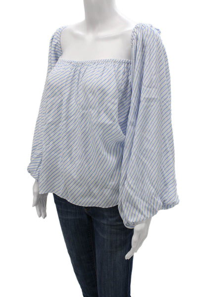MLM Label Womens Off Shoulder Striped Viscose Long Sleeve Blouse Size M