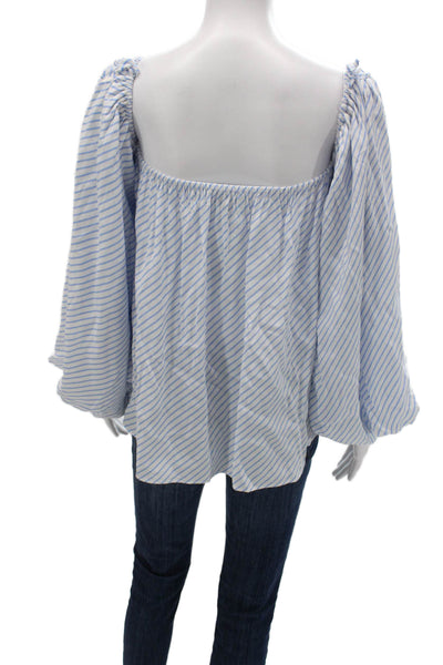 MLM Label Womens Off Shoulder Striped Viscose Long Sleeve Blouse Size M