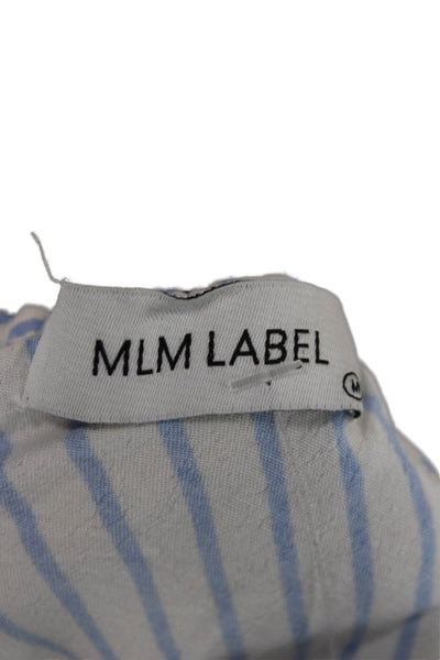 MLM Label Womens Off Shoulder Striped Viscose Long Sleeve Blouse Size M
