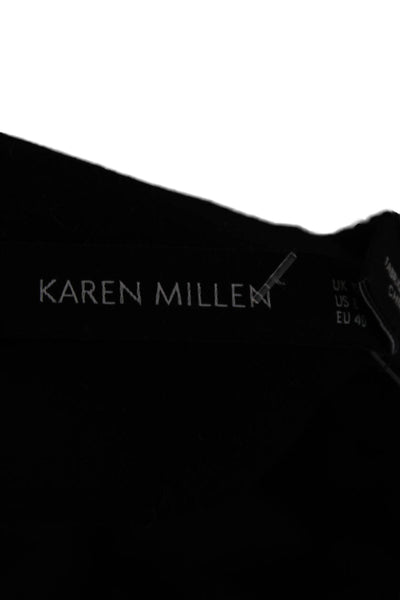 Karen Millen Women A-Line Dress Black Knee-Length Boat Neck Long Sleeve Size 8