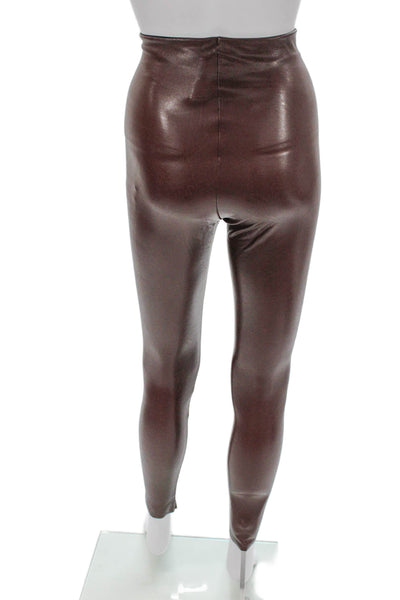 Commando Womens Ankle Faux Leather Leggings Brown Size S