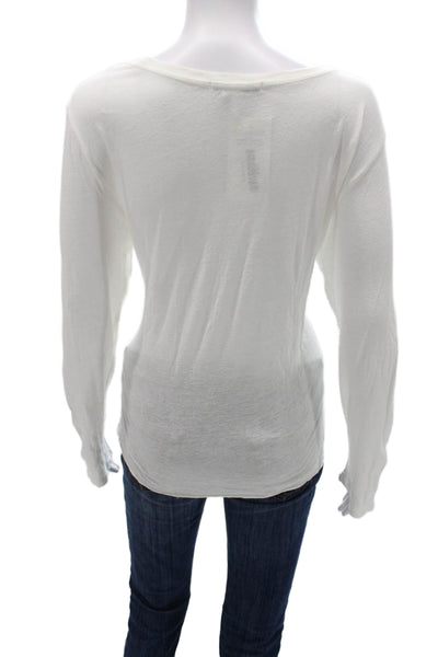 Young Fabulous & Broke Womens White Boat Neck Long Sleeve Basic T-Shirt Size L