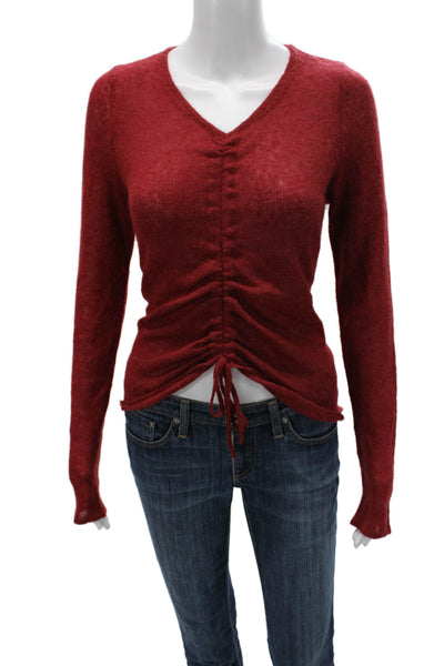 Hudson Women Pullover V-Neck Red Long Sleeve Sweater Size M