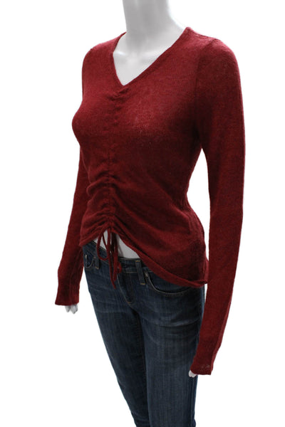 Hudson Women Pullover V-Neck Red Long Sleeve Sweater Size M