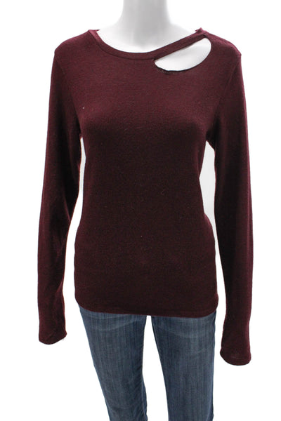 Sweet Romeo Womens Basic Red Long Sleeve T-Shirt Round Neck Pullover Size L