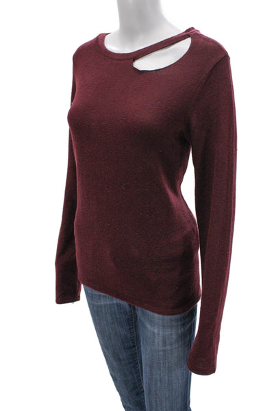 Sweet Romeo Womens Basic Red Long Sleeve T-Shirt Round Neck Pullover Size L