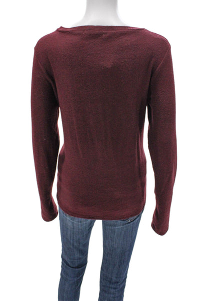 Sweet Romeo Womens Basic Red Long Sleeve T-Shirt Round Neck Pullover Size L