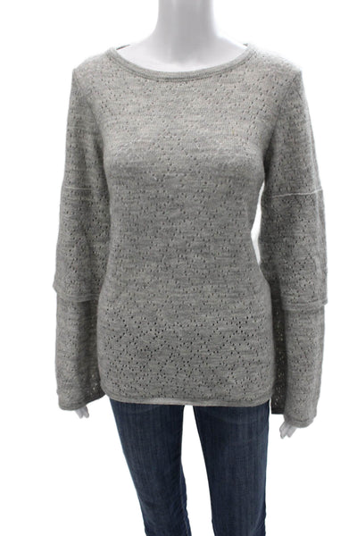 Elisabetta Women Boatneck Geometric Acrylic Sweater Gray Size L