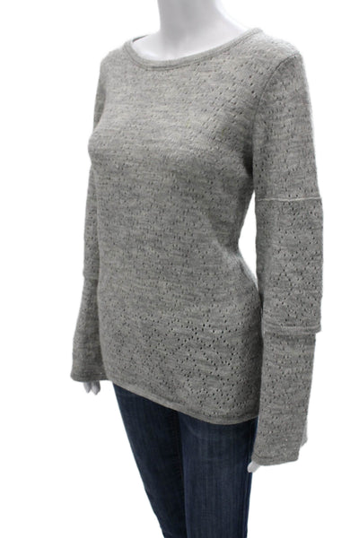 Elisabetta Women Boatneck Geometric Acrylic Sweater Gray Size L