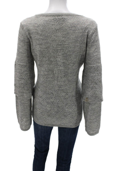 Elisabetta Women Boatneck Geometric Acrylic Sweater Gray Size L