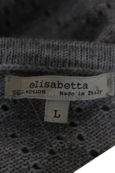 Elisabetta Women Boatneck Geometric Acrylic Sweater Gray Size L