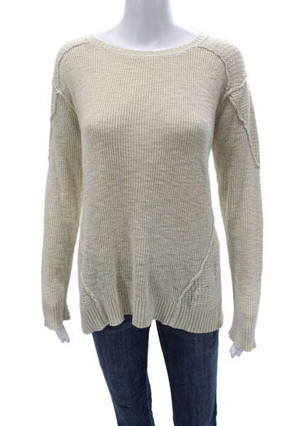 Michael Stars Women Pullover Beige Cotton Boat Neck Long Sleeve Size M