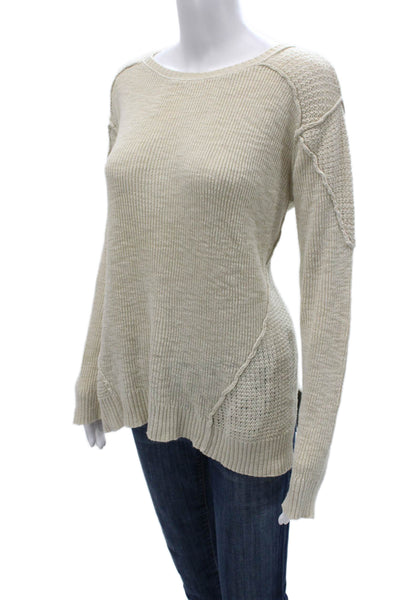 Michael Stars Women Pullover Beige Cotton Boat Neck Long Sleeve Size M