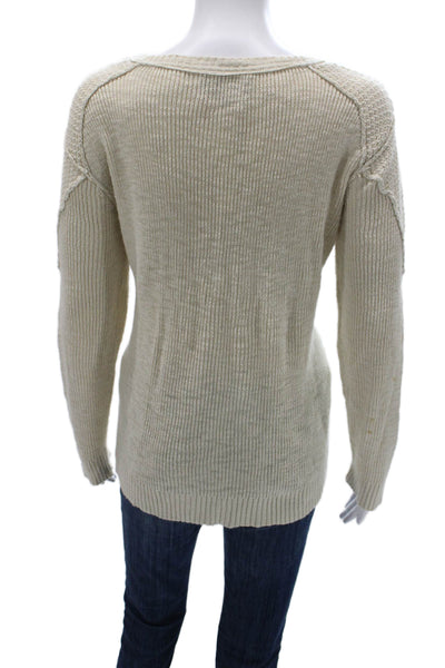 Michael Stars Women Pullover Beige Cotton Boat Neck Long Sleeve Size M
