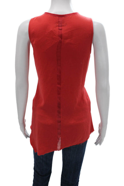 Rag & Bone Womens Tunic Red V-Neck Sleeveless Polyester Size M