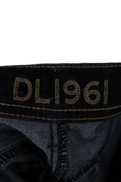 DL1961 Womens Cropped High Rise Blue Jeans Button Cotton Blend Size 29