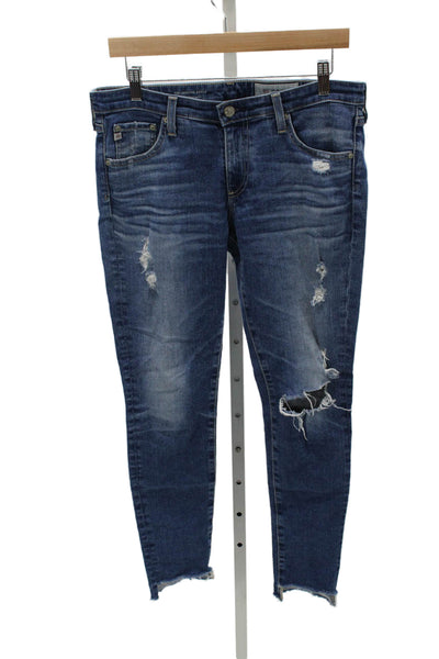 AG Adriano Goldschmied Women Ankle Jeans Blue Mid Rise Cotton 28 Size 30