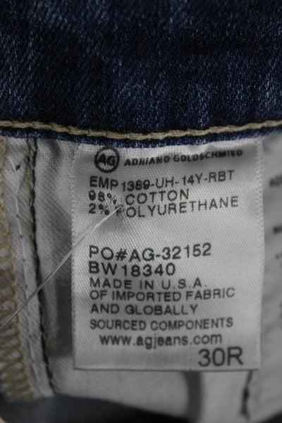 AG Adriano Goldschmied Women Ankle Jeans Blue Mid Rise Cotton 28 Size 30