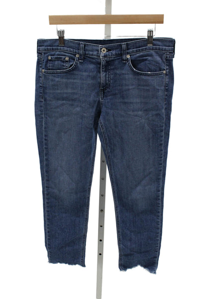 Rag & Bone Womens Cropped Jeans Blue High Rise Cotton Size 29