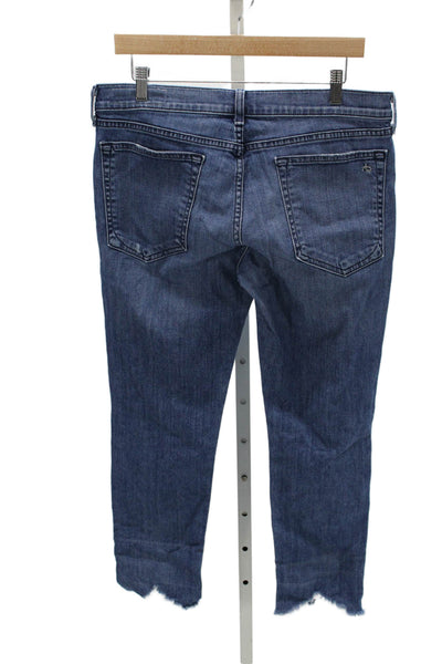 Rag & Bone Womens Cropped Jeans Blue High Rise Cotton Size 29