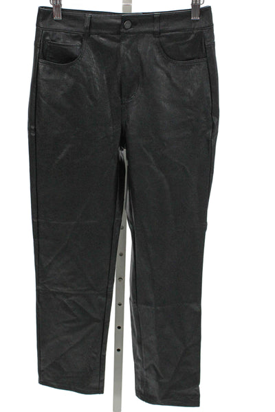 Paige Womens Dress Pants Faux Leather Black Button Size 26
