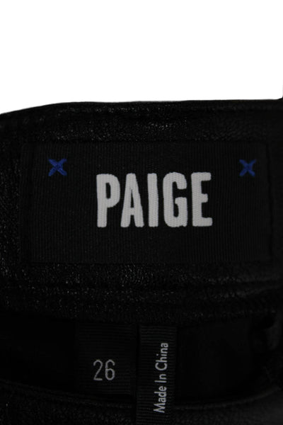 Paige Womens Dress Pants Faux Leather Black Button Size 26
