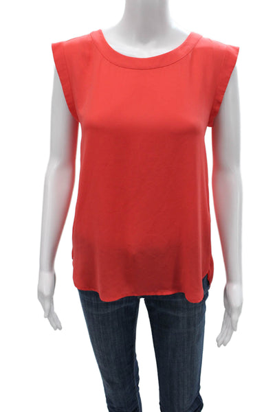 J Crew Women Basic Sleeveless Red Polyester Round Neck Blouse Size 0