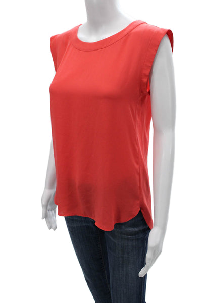 J Crew Women Basic Sleeveless Red Polyester Round Neck Blouse Size 0