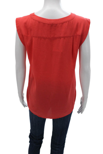 J Crew Women Basic Sleeveless Red Polyester Round Neck Blouse Size 0