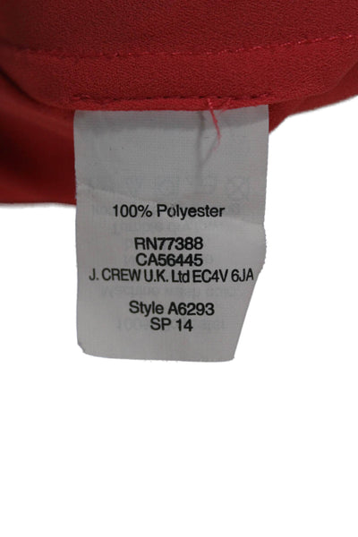 J Crew Women Basic Sleeveless Red Polyester Round Neck Blouse Size 0