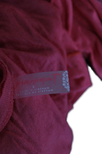 Intimately Free People Women Cropped Long Sleeve T-Shirt Pink Crewneck Size S