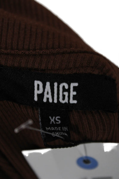 Paige Women Collared Basic Polo Brown Long Sleeve Modal Spandex Size XS