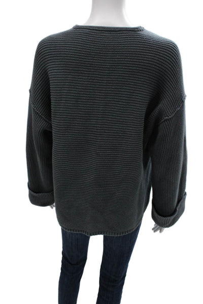 Free People Womens Pullover Sweater Gray V Neck Cotton Long Sleeve Size XS