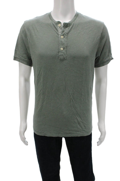 J Crew Mens Green Cotton Henley Short Sleeve Basic T-Shirt Size M
