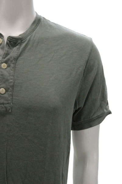 J Crew Mens Green Cotton Henley Short Sleeve Basic T-Shirt Size M