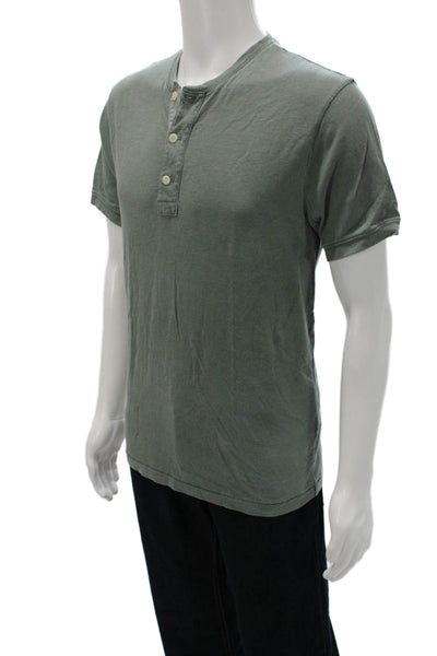 J Crew Mens Green Cotton Henley Short Sleeve Basic T-Shirt Size M