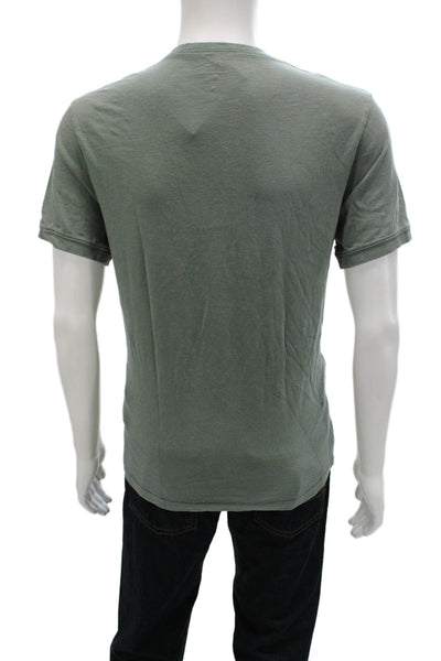 J Crew Mens Green Cotton Henley Short Sleeve Basic T-Shirt Size M