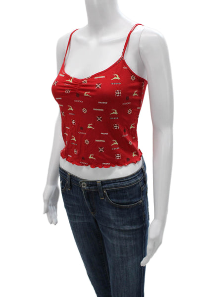 Skims Women Tank Scoop Neck Animal Print Modal Sleeveless Red Size S