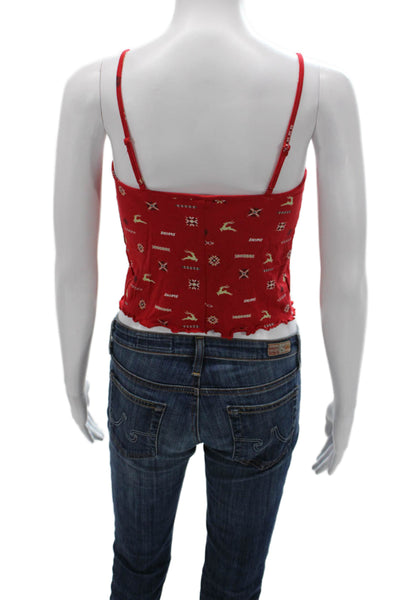 Skims Women Tank Scoop Neck Animal Print Modal Sleeveless Red Size S