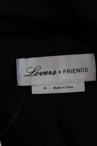 Lovers + Friends Womens Cropped T-Shirt Black Mock Neck Zip Size XS