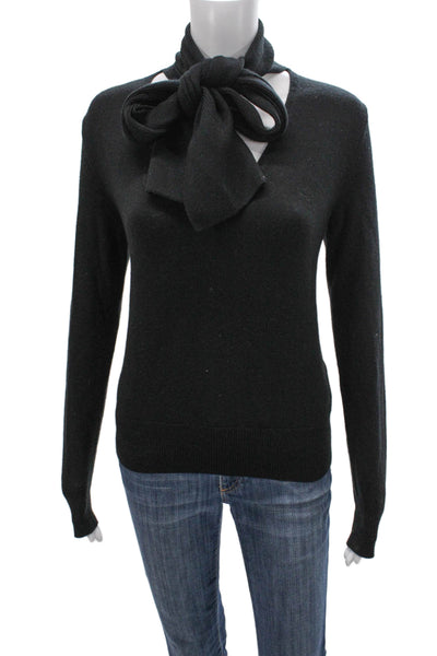 Nili Lotan Womens V-Neck Virgin Wool Pullover Sweater Black Long Sleeve Size XS