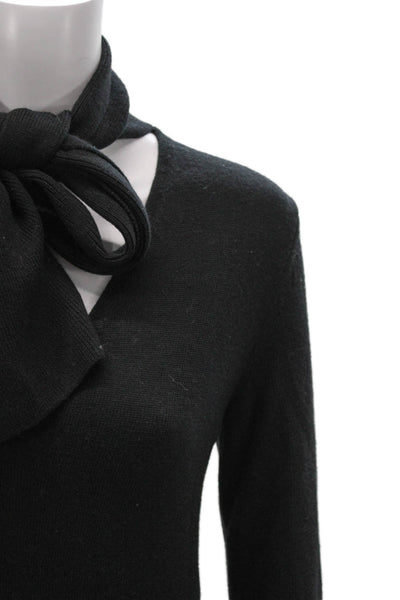 Nili Lotan Womens V-Neck Virgin Wool Pullover Sweater Black Long Sleeve Size XS